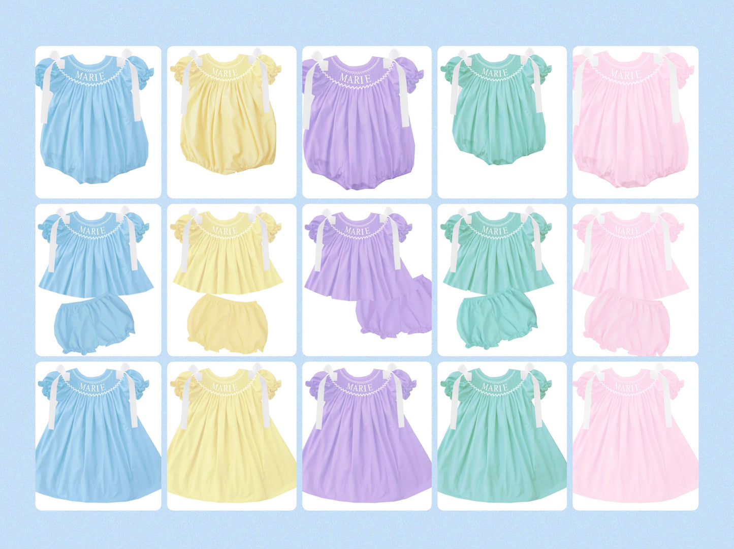 Pastel Girl Name Smocks #2 (WS)
